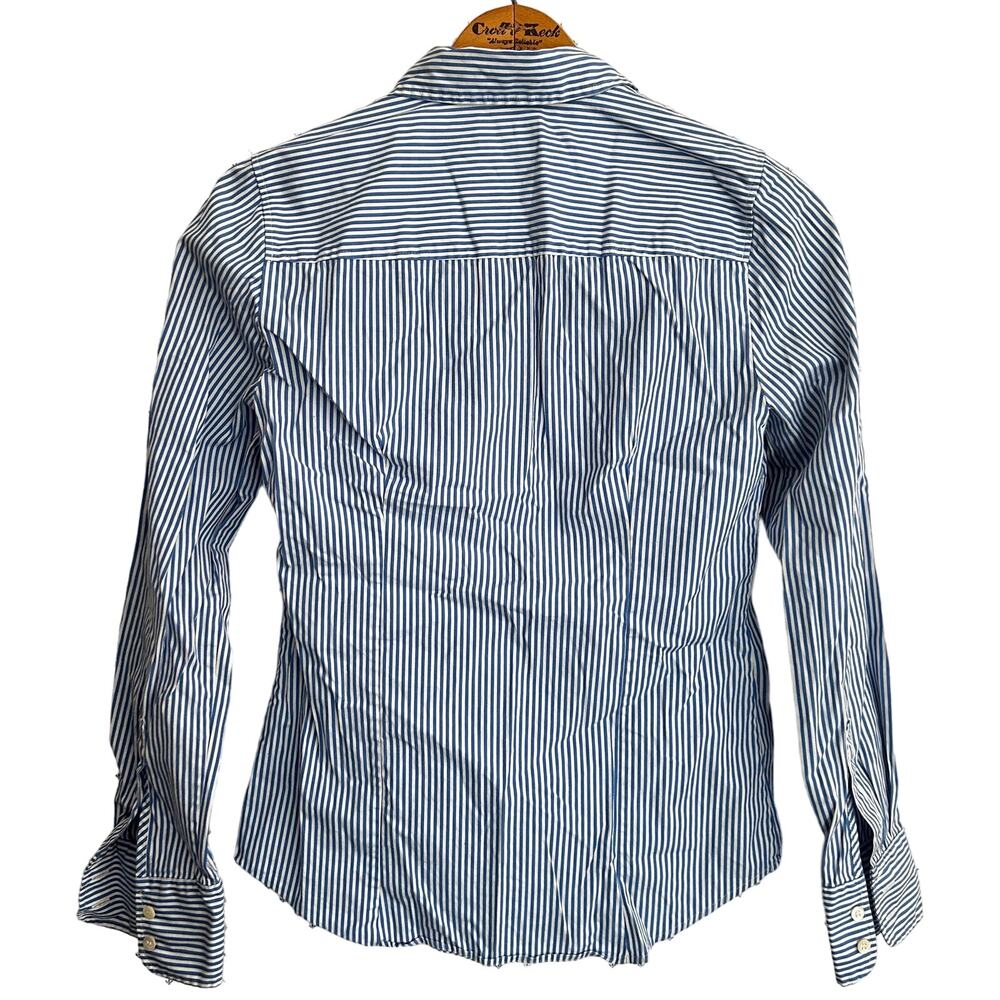 J Crew Womens Striped Shirt XS Button Down Blue White Top Blouse J.Crew Prep - Picture 2 of 4